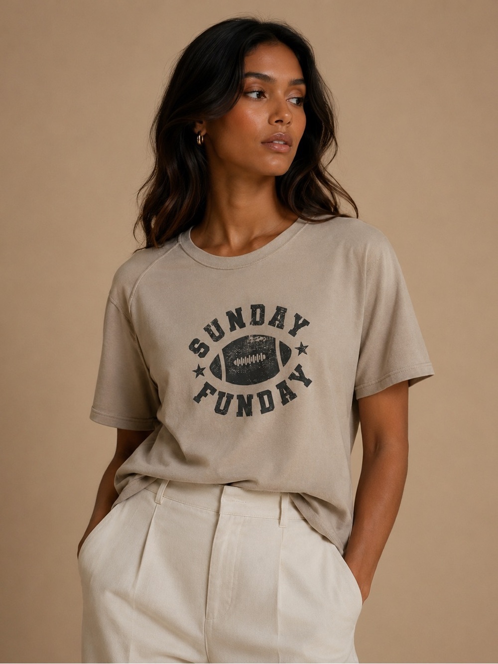 Z Supply Sunday Funday Football Graphic Tee Size Large Neutral Sports Shirt